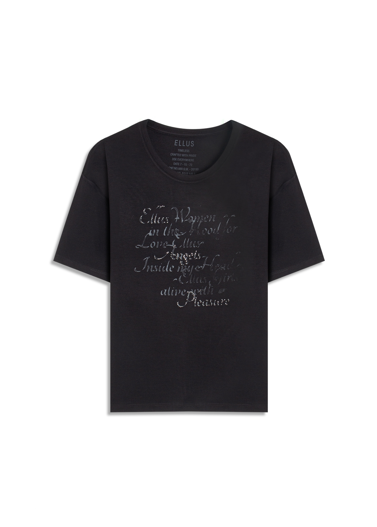 Blusa Viscolycra Arte Frase Preto