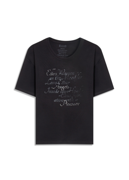 Blusa Viscolycra Arte Frase Preto