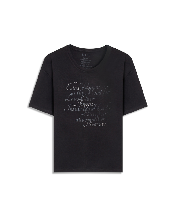 Blusa Viscolycra Arte Frase Preto