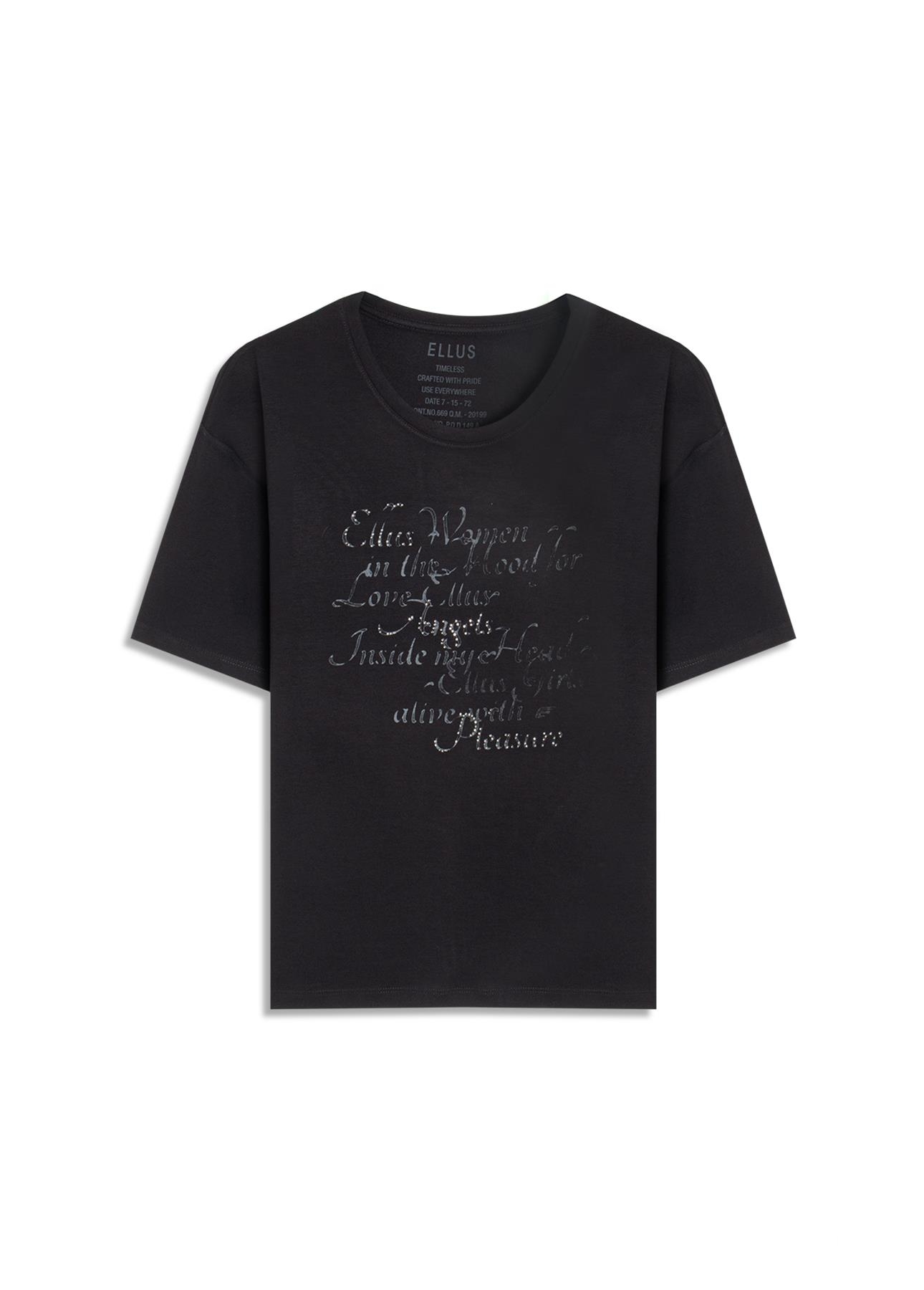 Blusa Viscolycra Arte Frase Preto
