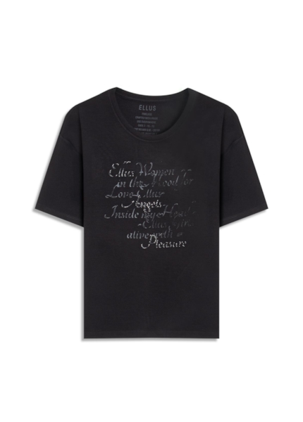 Blusa Viscolycra Arte Frase Preto