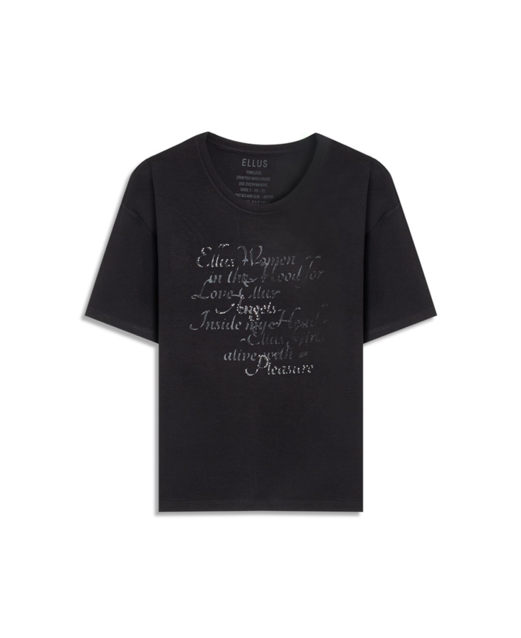 Blusa Viscolycra Arte Frase Preto