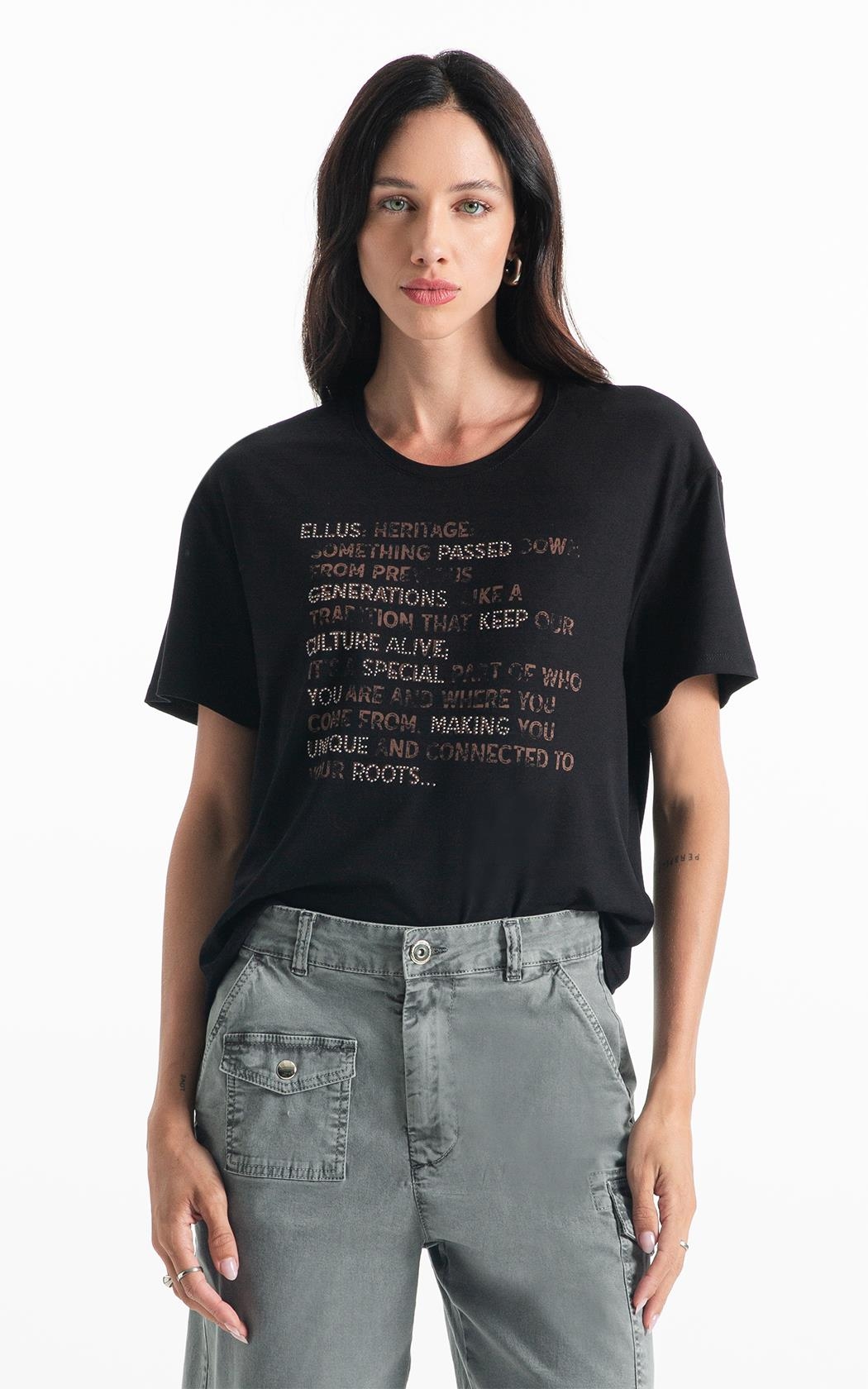 Blusa Viscolycra Ellus Heritage Boxy Preto