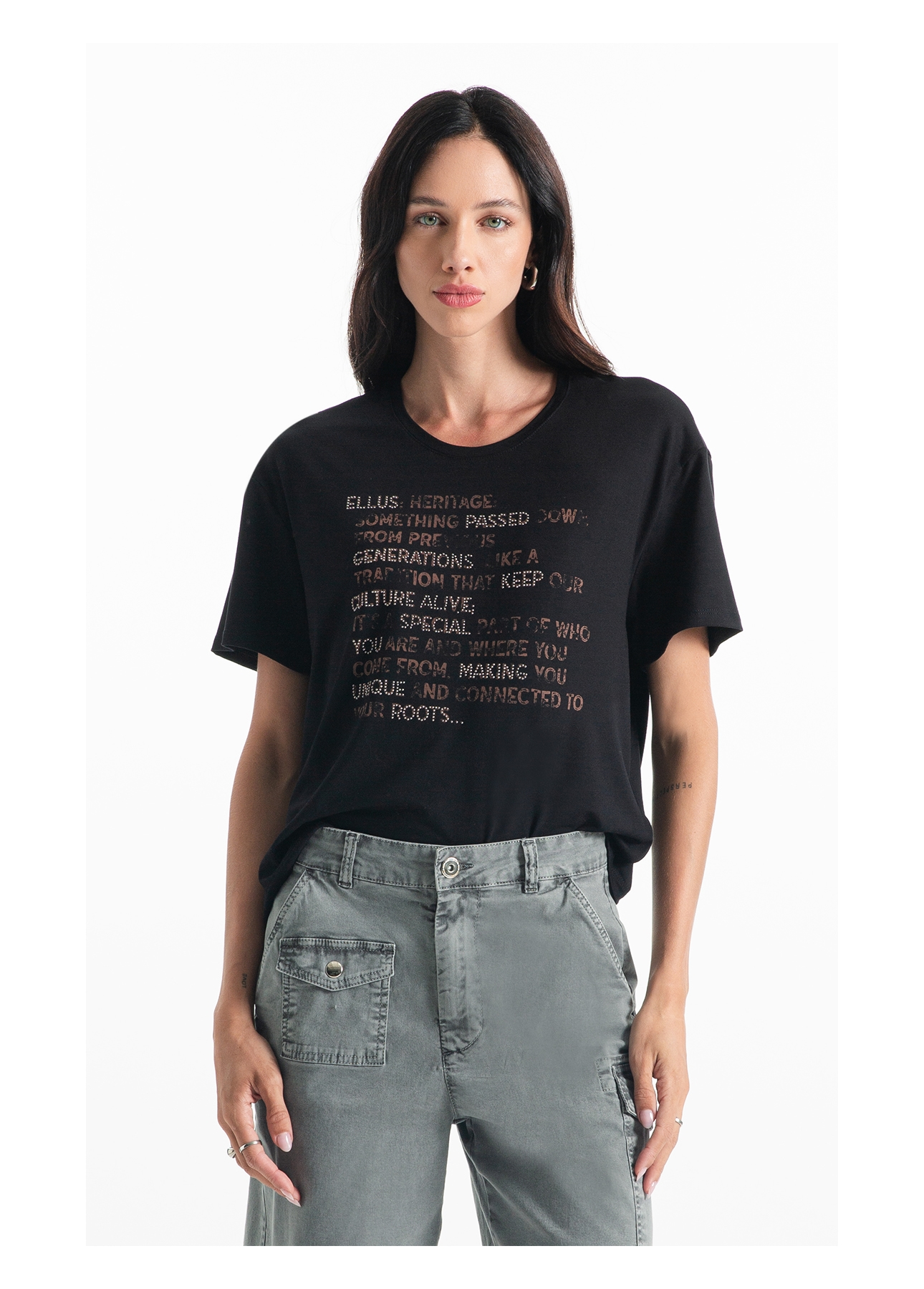 Blusa Viscolycra Ellus Heritage Boxy Preto