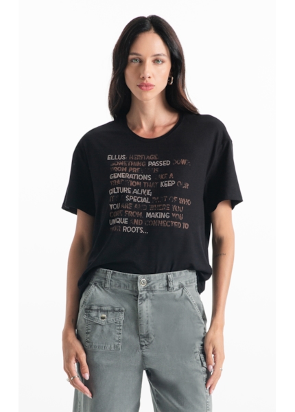 Blusa Viscolycra Ellus Heritage Boxy Preto
