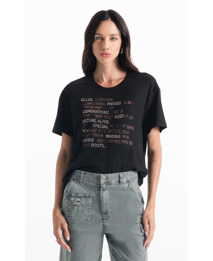 Blusa Viscolycra Ellus Heritage Boxy Preto