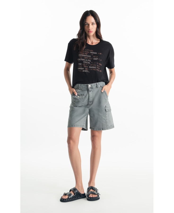 Blusa Viscolycra Ellus Heritage Boxy Preto