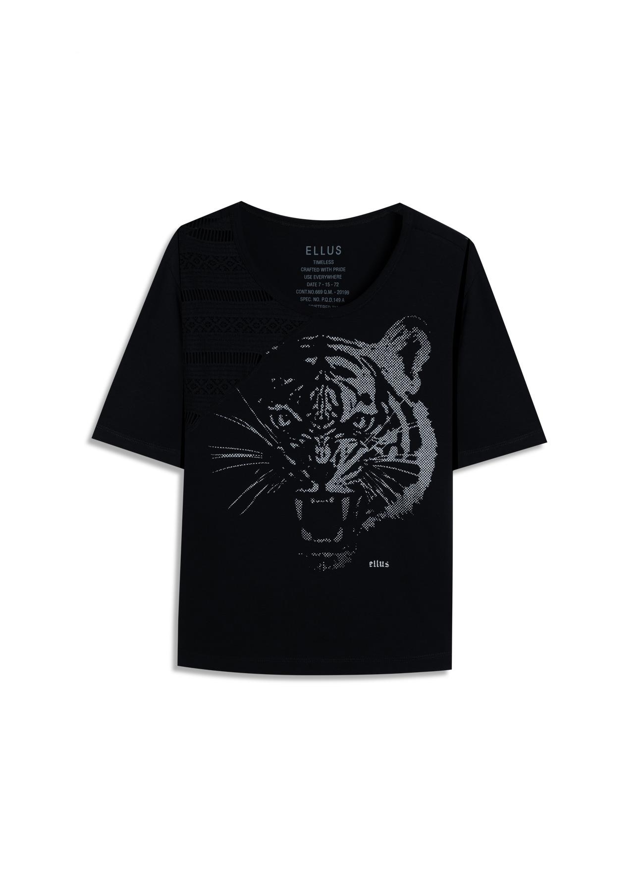 Blusa Viscolycra Lace Tiger Boxy Preto