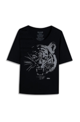 Blusa Viscolycra Lace Tiger Boxy Preto