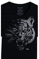 Blusa Viscolycra Lace Tiger Boxy Preto