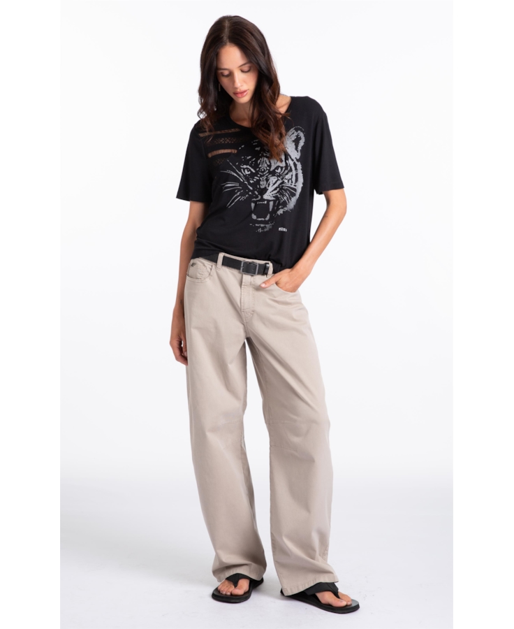 Blusa Viscolycra Lace Tiger Boxy Preto