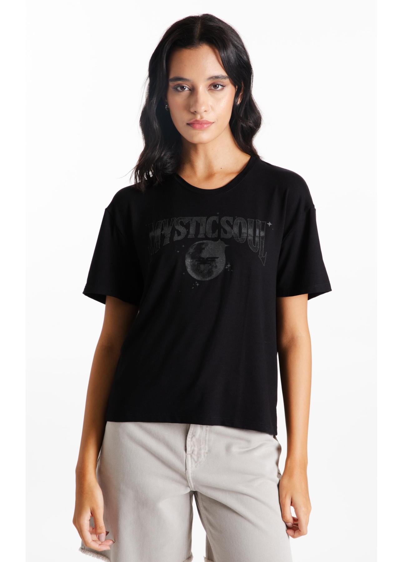 Blusa Viscolycra Mystic Soul Boxy Preto