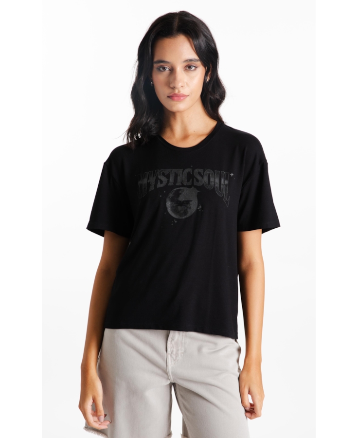 Blusa Viscolycra Mystic Soul Boxy Preto