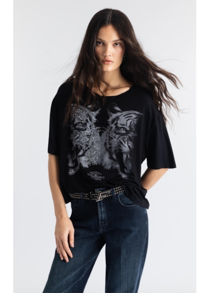 Blusa Viscolycra Tigers Boxy Preto