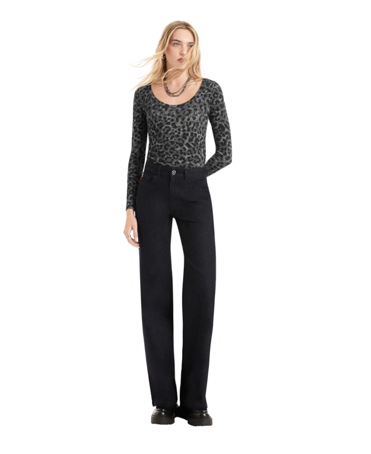 Blusa Viscotricot Animal Print Animal Print Plumbo