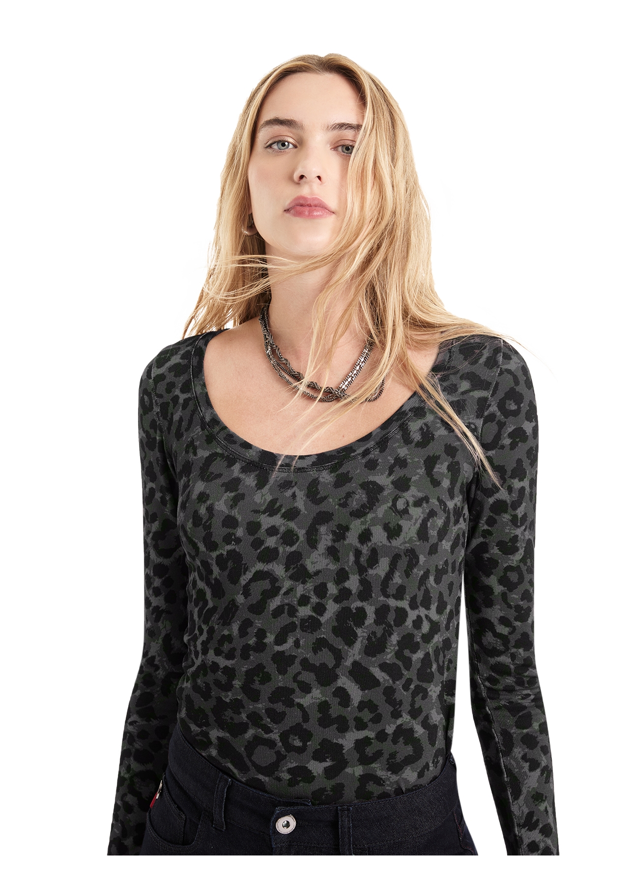 Blusa Viscotricot Animal Print Animal Print Plumbo