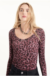 Blusa Viscotricot Animal Print Animal Print Rosa