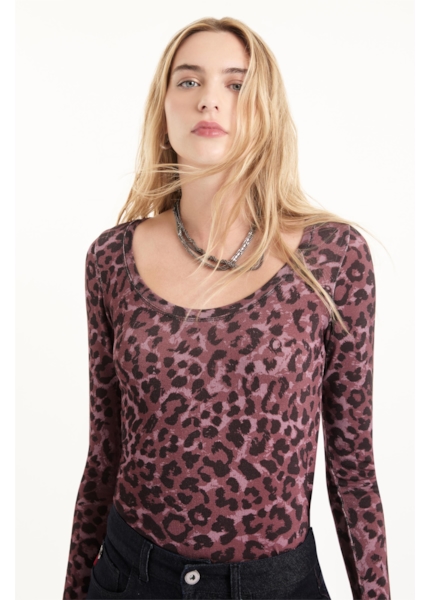 Blusa Viscotricot Animal Print Animal Print Rosa