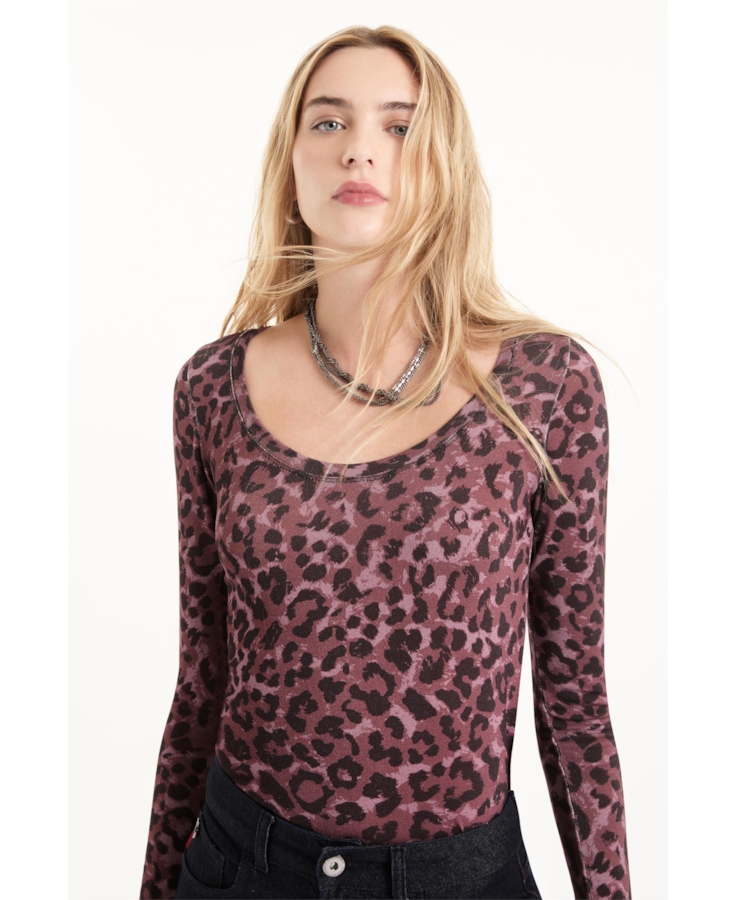 Blusa Viscotricot Animal Print Animal Print Rosa