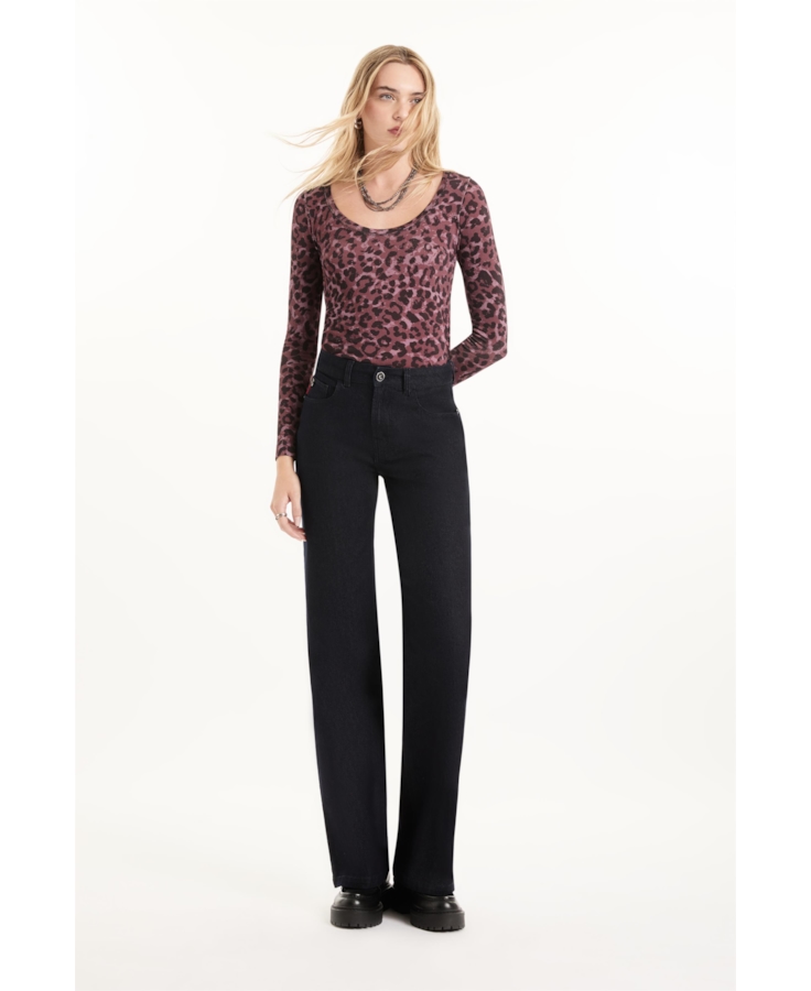 Blusa Viscotricot Animal Print Animal Print Rosa