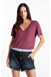 Blusa Viscotricot Ellus Decote v Beringela