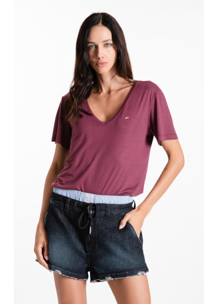 Blusa Viscotricot Ellus Decote v Beringela