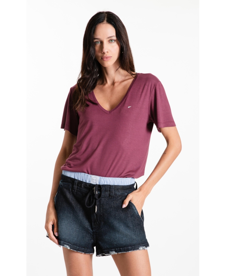 Blusa Viscotricot Ellus Decote v Beringela