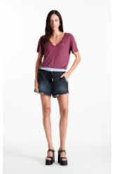 Blusa Viscotricot Ellus Decote v Beringela