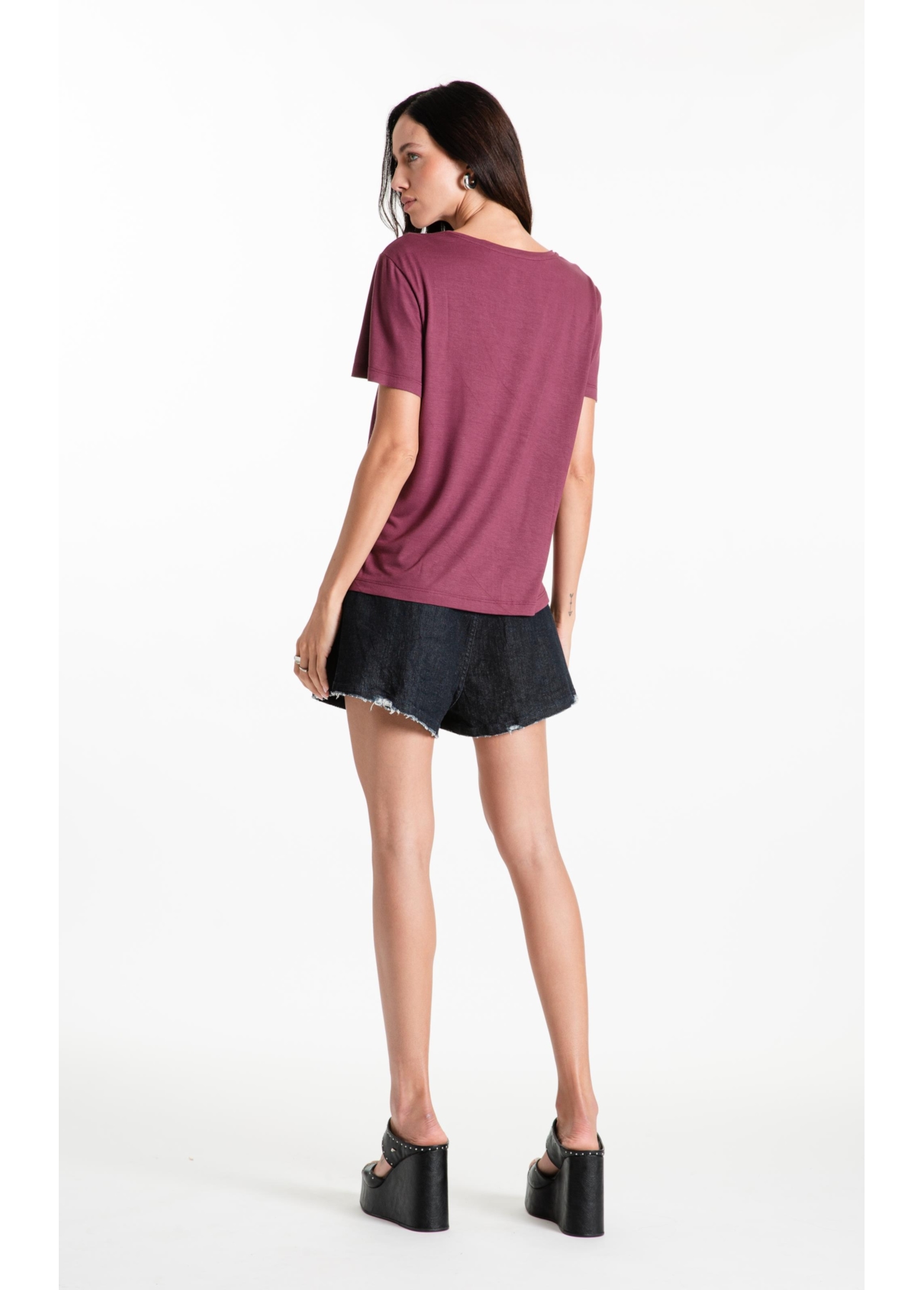 Blusa Viscotricot Ellus Decote v Beringela