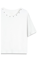 Blusa Viscotricot Eyelets Off White