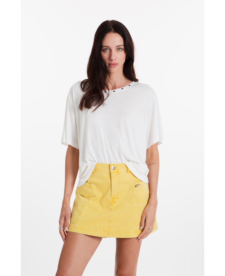 Blusa Viscotricot Eyelets Off White