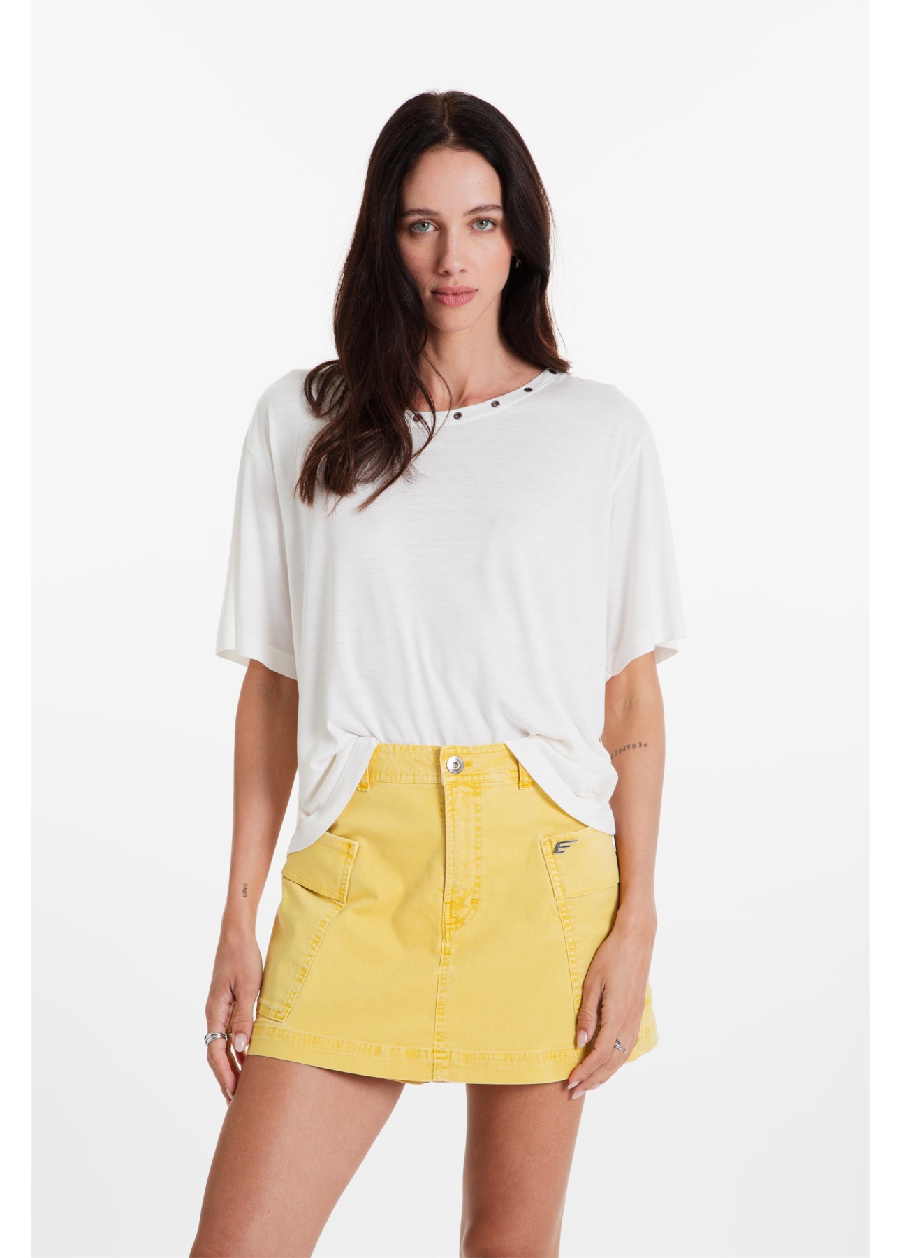 Blusa Viscotricot Eyelets Off White