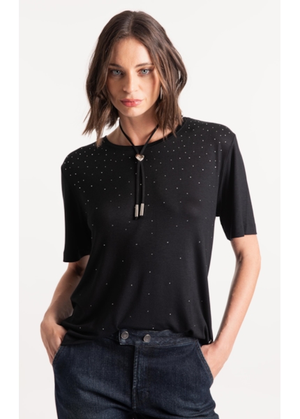Blusa Viscotricot Hotfix Preto