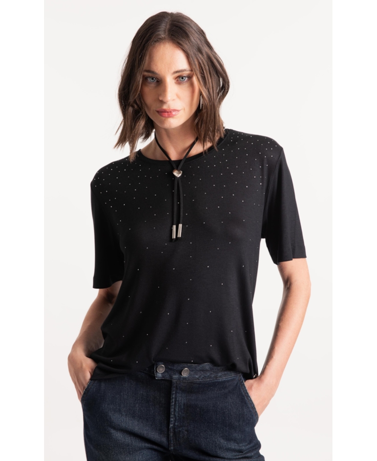 Blusa Viscotricot Hotfix Preto