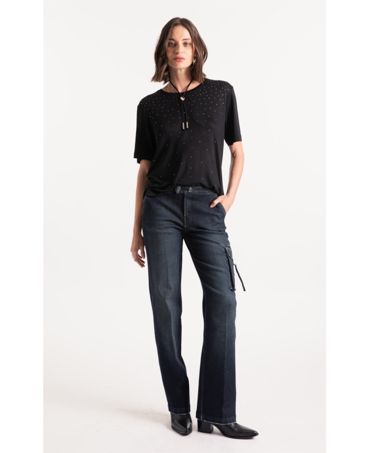 Blusa Viscotricot Hotfix Preto