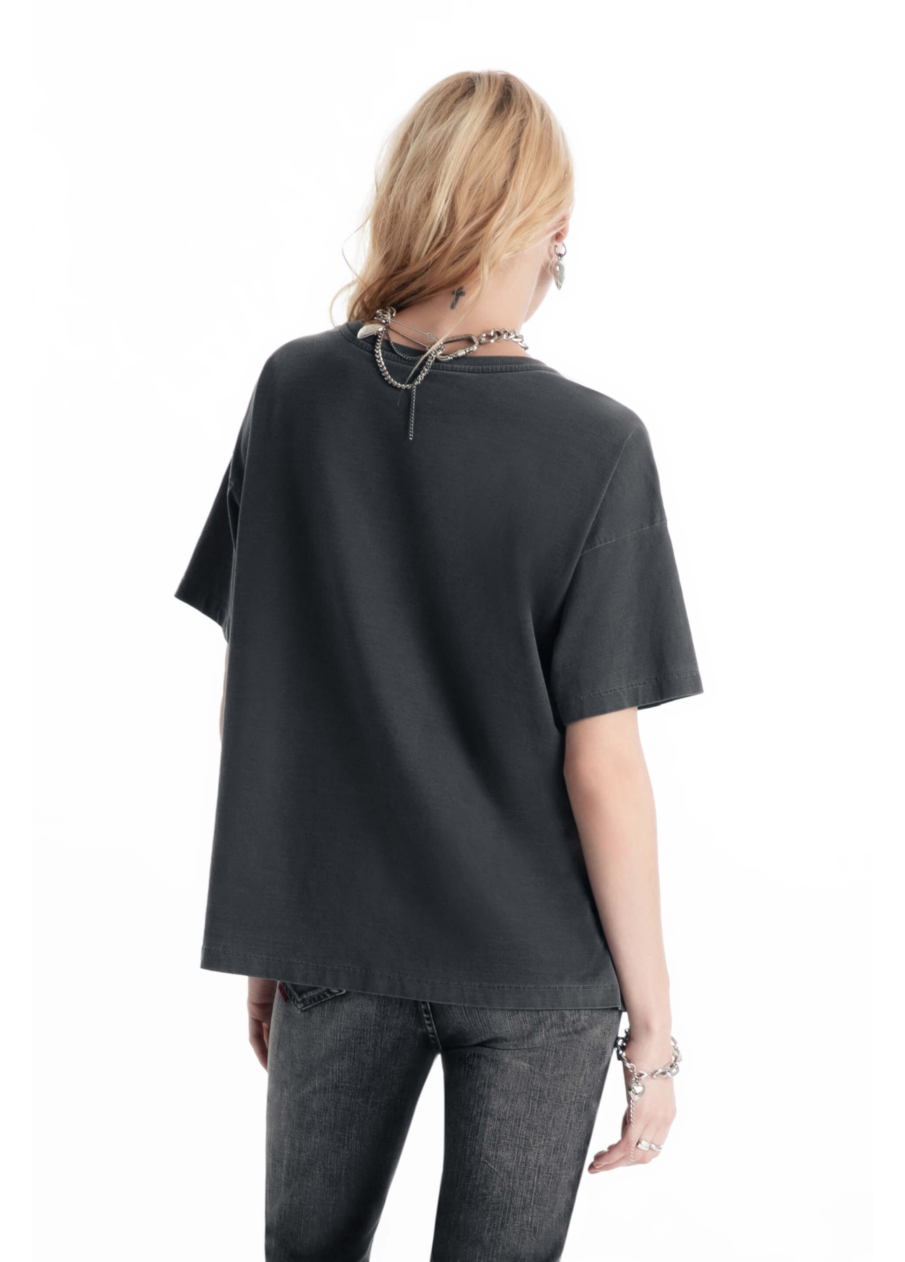 Blusa Washed City Rock Oversized Preto