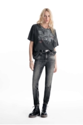 Blusa Washed City Rock Oversized Preto