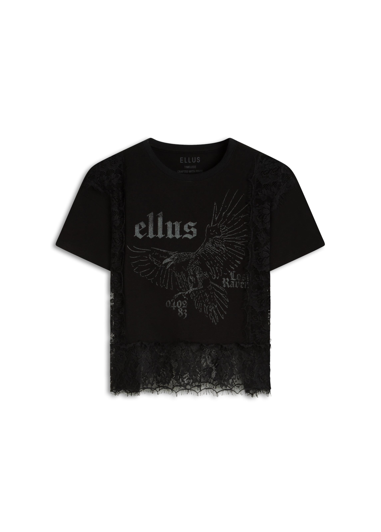 Blusa  Washed Lace Crown Preto
