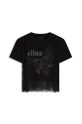 Blusa  Washed Lace Crown Preto