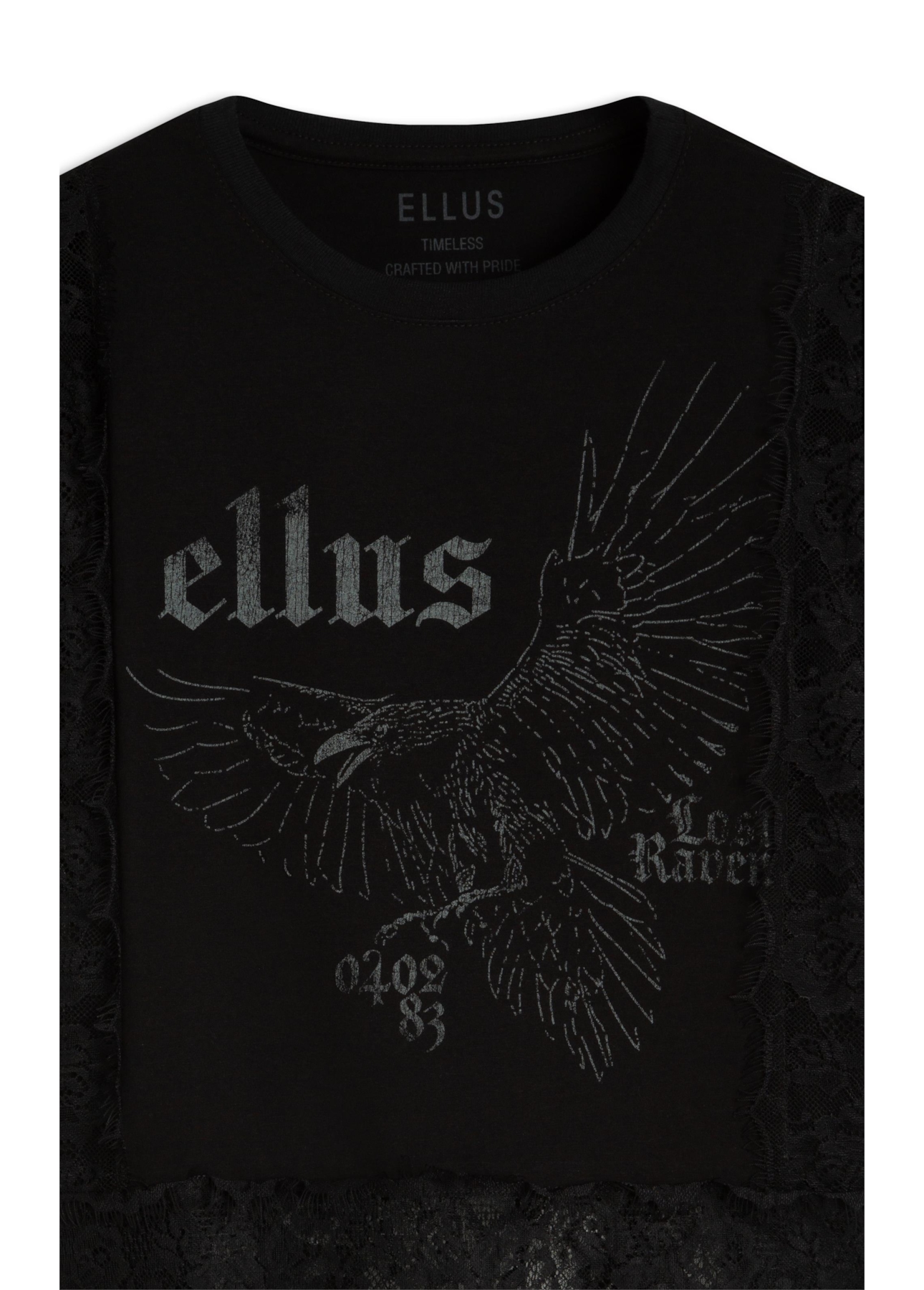 Blusa  Washed Lace Crown Preto