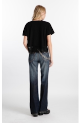 Blusa  Washed Lace Crown Preto