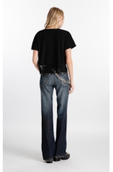 Blusa  Washed Lace Crown Preto