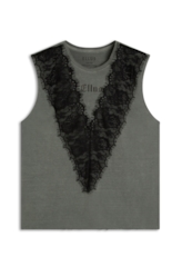 Blusa  Washed Lace Wing Grafite