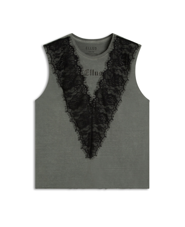 Blusa  Washed Lace Wing Grafite
