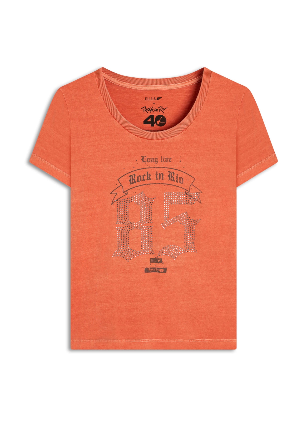 Blusa Washed Long Live Rock In Rio Cereja