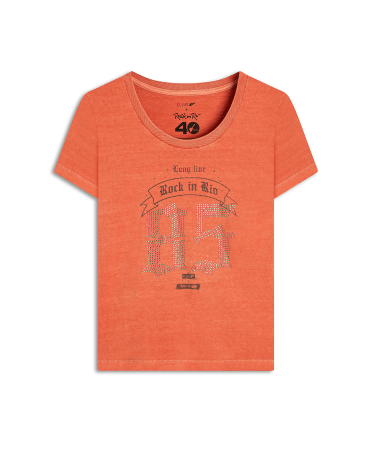 Blusa Washed Long Live Rock In Rio Cereja