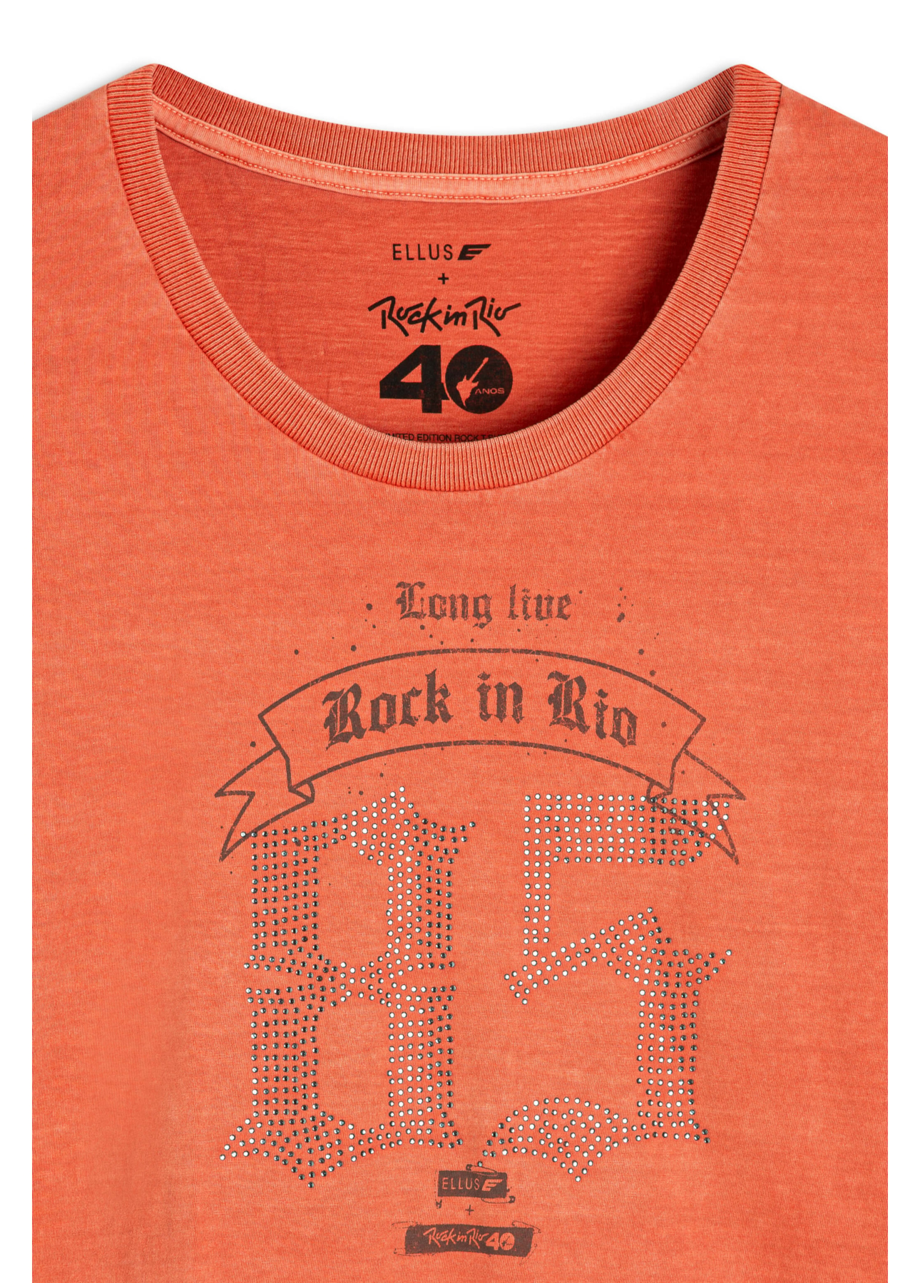 Blusa Washed Long Live Rock In Rio Cereja