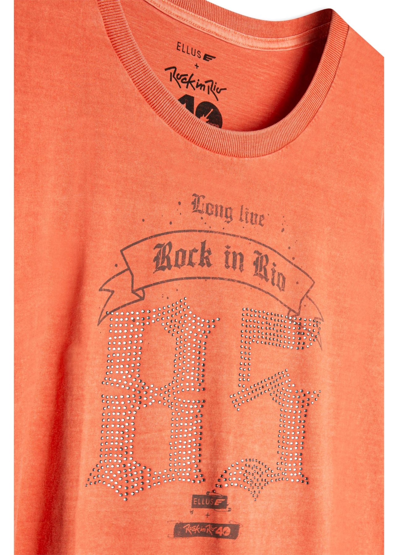 Blusa Washed Long Live Rock In Rio Cereja