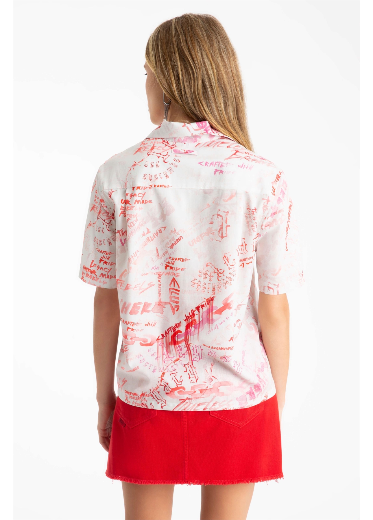 Blusa Water Lettering Americ Mc Vermelho