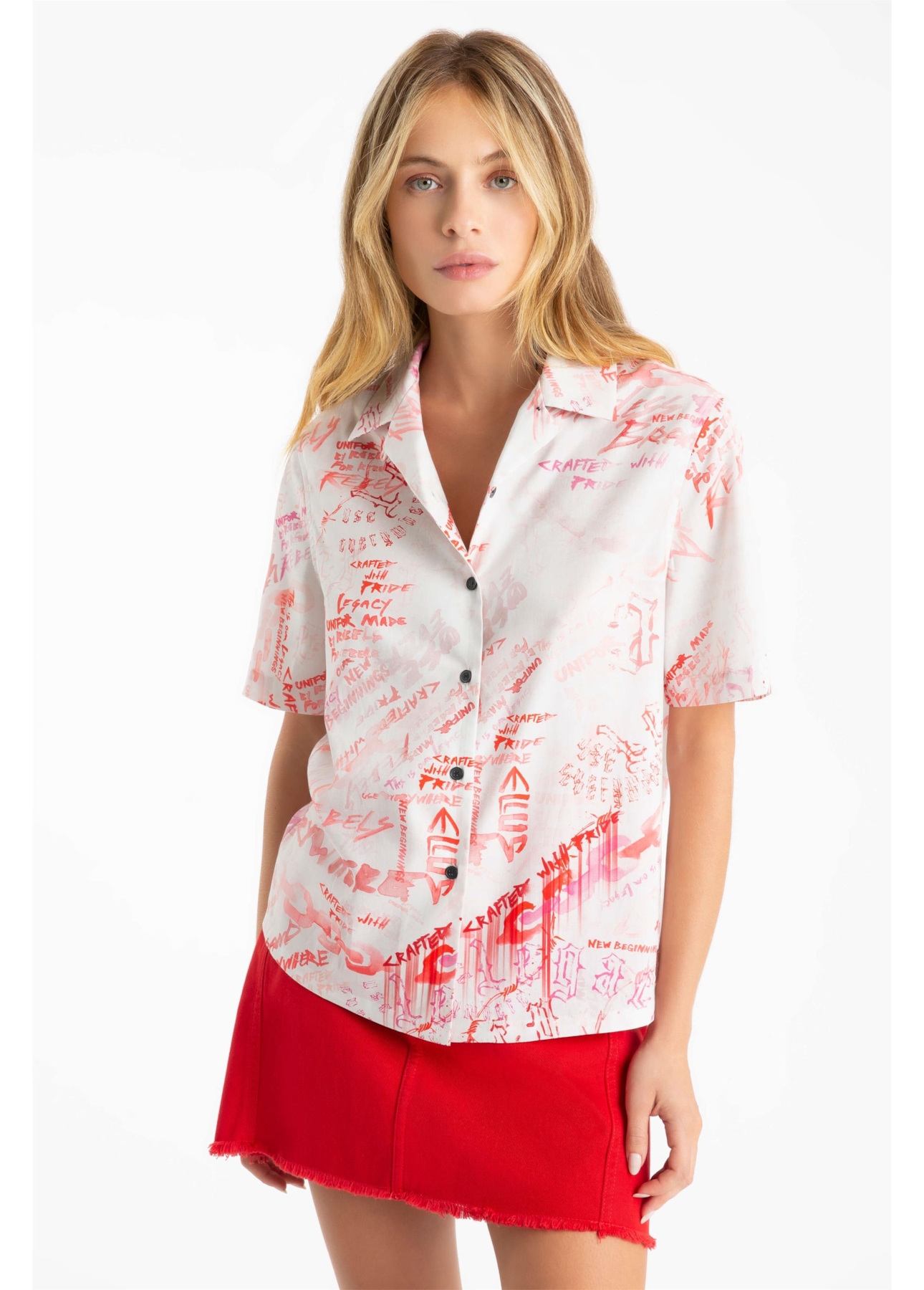 Blusa Water Lettering Americ Mc Vermelho
